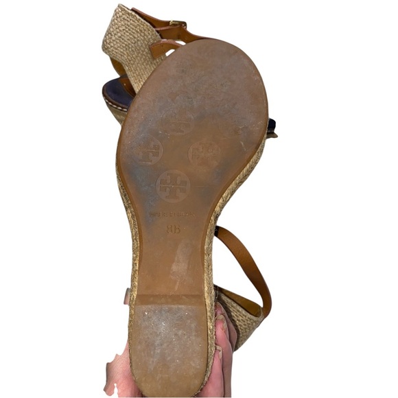 Tory Burch Blue and Tan Wedge Sandal size 9 - Picture 7 of 7